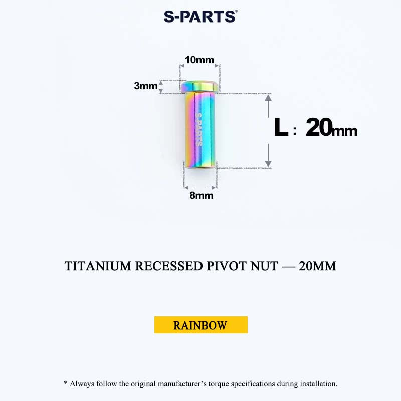 Titanium C-Brake Recessed Pivot Nut for M6 Brake Caliper Bolts (8-40mm)