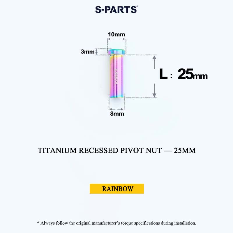 Titanium C-Brake Recessed Pivot Nut for M6 Brake Caliper Bolts (8-40mm)
