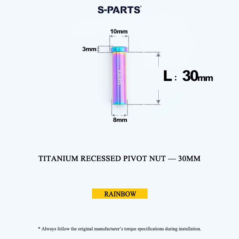 Titanium C-Brake Recessed Pivot Nut for M6 Brake Caliper Bolts (8-40mm)