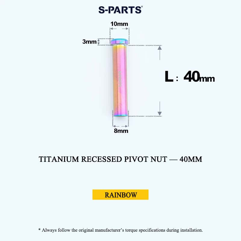 Titanium C-Brake Recessed Pivot Nut for M6 Brake Caliper Bolts (8-40mm)