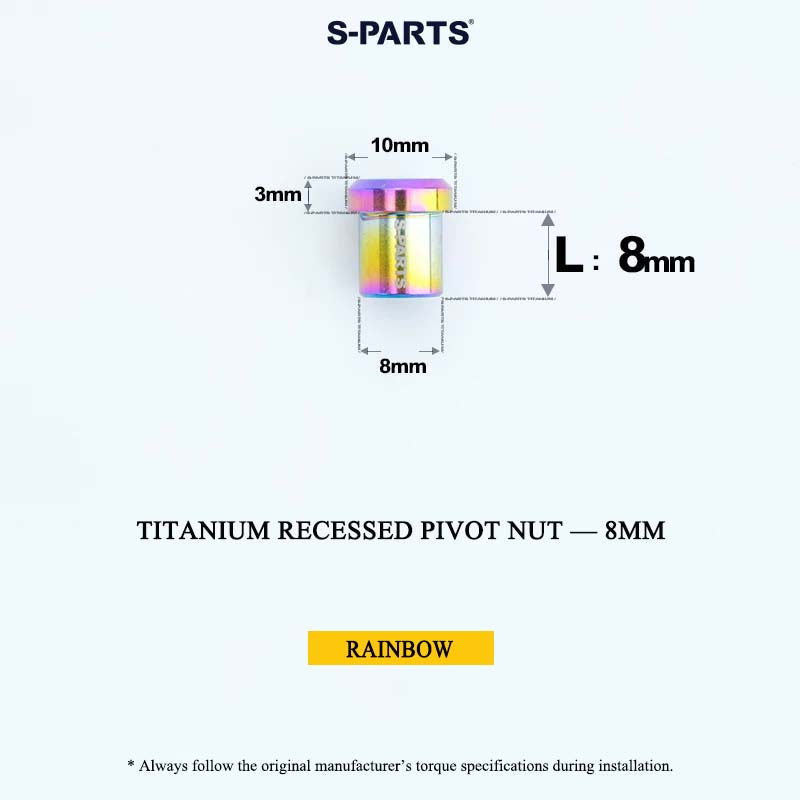 Titanium C-Brake Recessed Pivot Nut for M6 Brake Caliper Bolts (8-40mm)