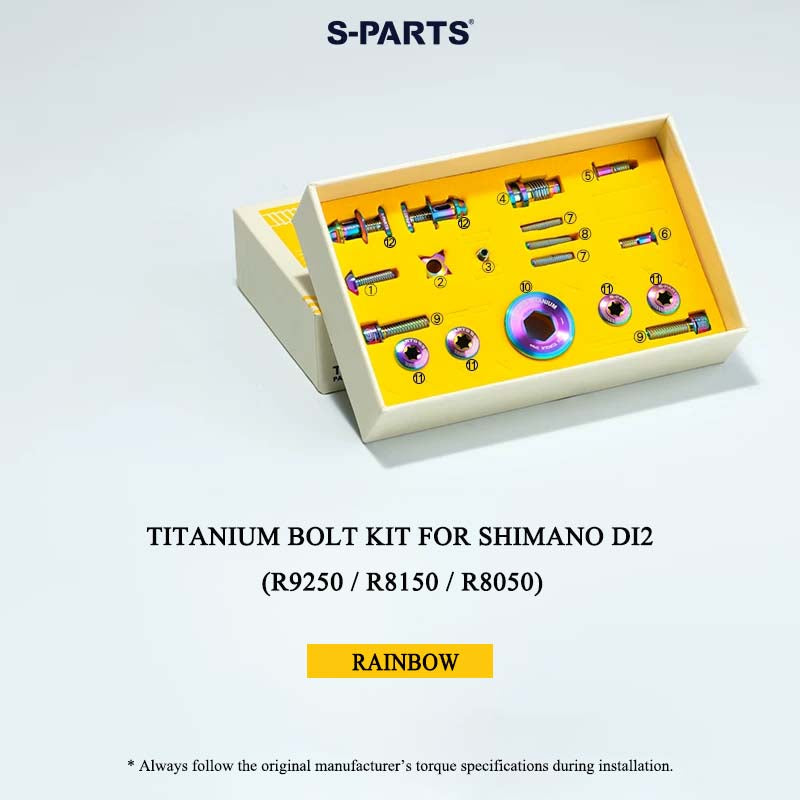 Grade 5 Titanium Bolt Kit for Shimano Di2 Drivetrain Road Groupsets (R9250 / R8150 / R8050) – 18 pcs
