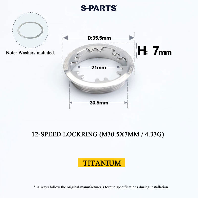 Grade 5 Titanium Cassette Lockring for Shimano & SRAM 10/11/12-Speed HG Freehubs