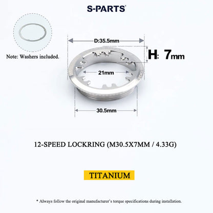 Grade 5 Titanium Cassette Lockring for Shimano & SRAM 10/11/12-Speed HG Freehubs