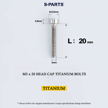 M3 x 6/8/10/12/15MM Head Cap Titanium Alloy Bolts Road Bike Bolt