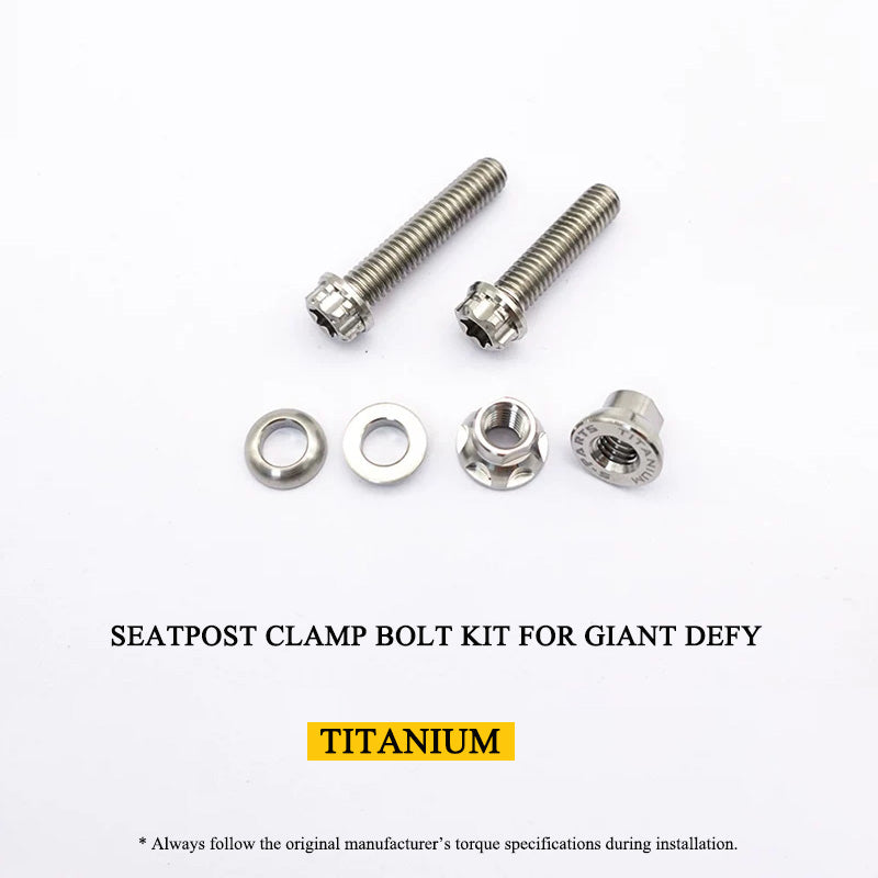 Titanium Seatpost Clamp Bolt Kit for Giant Defy – Grade 5 Titanium, M6
