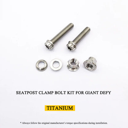 Titanium Seatpost Clamp Bolt Kit for Giant Defy – Grade 5 Titanium, M6