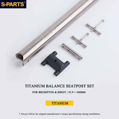 Titanium Balance Seatpost Set for Brompton & Birdy Folding Bikes – D31.8 / D33.9 / D34.9 × L560/600mm