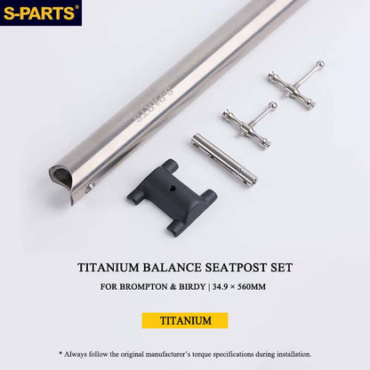 Titanium Balance Seatpost Set for Brompton & Birdy Folding Bikes – D31.8 / D33.9 / D34.9 × L560/600mm