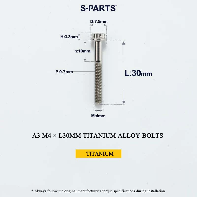 M4 × L30/35/40/45/50mm Titanium Alloy Bolts For Motorcycle