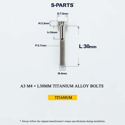 M4 × L30/35/40/45/50mm Titanium Alloy Bolts For Motorcycle