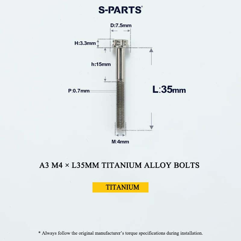 M4 × L30/35/40/45/50mm Titanium Alloy Bolts For Motorcycle
