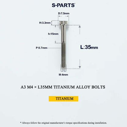 M4 × L30/35/40/45/50mm Titanium Alloy Bolts For Motorcycle