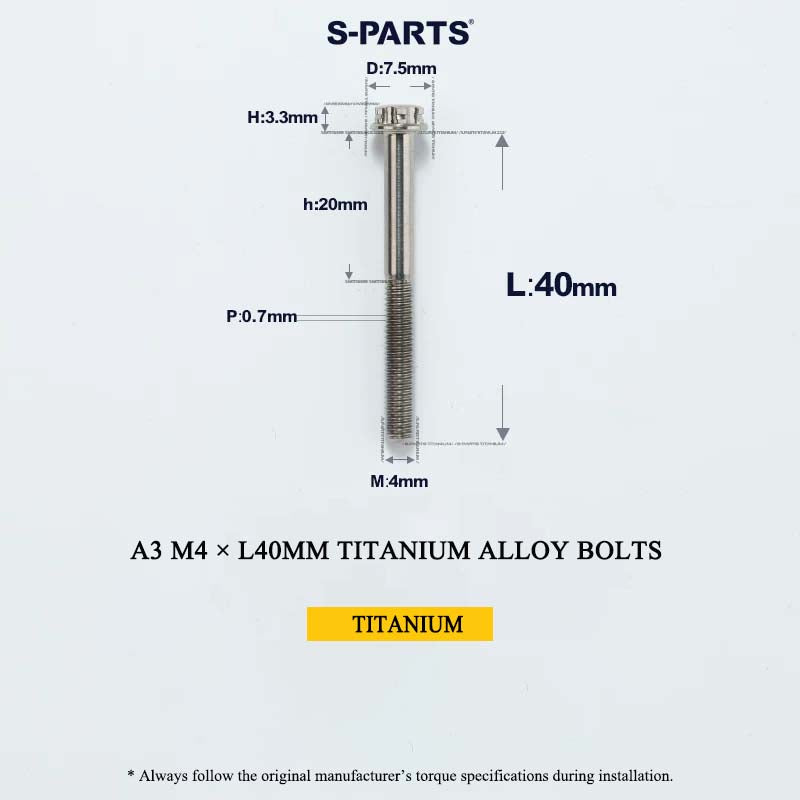 M4 × L30/35/40/45/50mm Titanium Alloy Bolts For Motorcycle