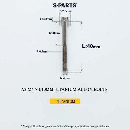 M4 × L30/35/40/45/50mm Titanium Alloy Bolts For Motorcycle