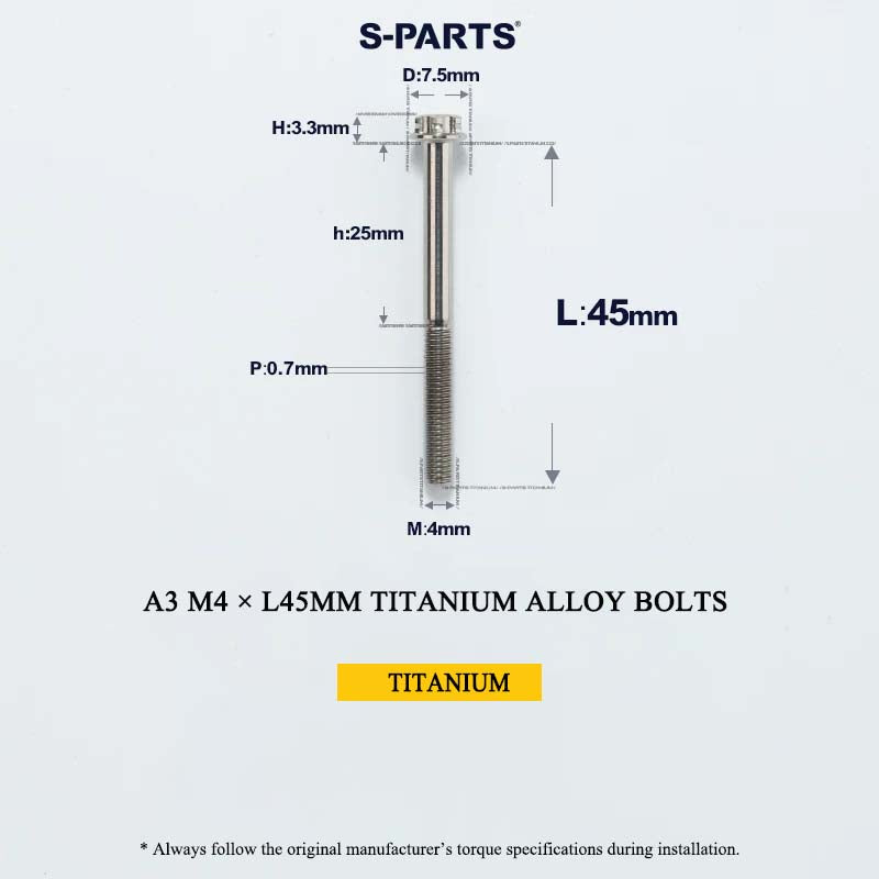 M4 × L30/35/40/45/50mm Titanium Alloy Bolts For Motorcycle