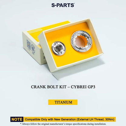 Titanium Crank Bolt & Self-Extracting Cap Kit for CYBREI GP3 (30Nm New Generation | LH Thread Compatible)