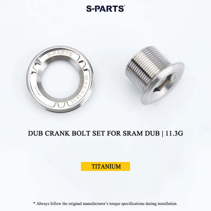 DUB Titanium Crank Arm Bolt & Self-Extracting Cap Set for SRAM DUB / Quarq / Force / Red | 11.3g Ultra-Light CNC Titanium