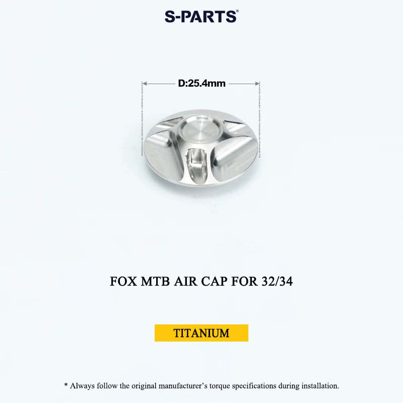 FOX MTB Titanium Air Cap for 32/34/36/38/40 & Thru Axle for 36/38 | Grade 5 Ti-6Al-4V