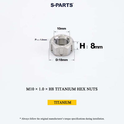 Grade 5 Titanium Hex Nuts M4–M12 | Metric & Fine Thread