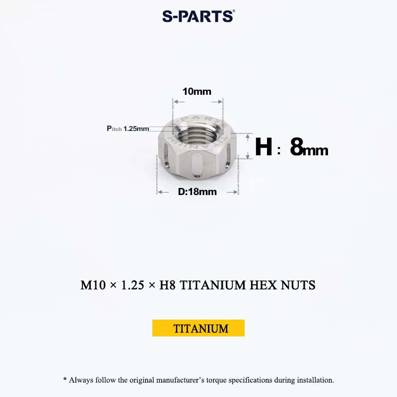 Grade 5 Titanium Hex Nuts M4–M12 | Metric & Fine Thread