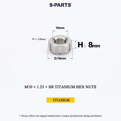 Grade 5 Titanium Hex Nuts M4–M12 | Metric & Fine Thread
