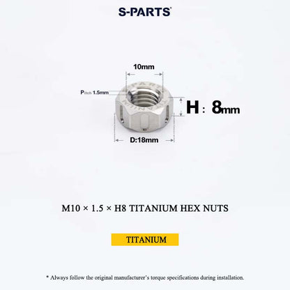 Grade 5 Titanium Hex Nuts M4–M12 | Metric & Fine Thread