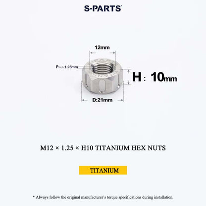 Grade 5 Titanium Hex Nuts M4–M12 | Metric & Fine Thread