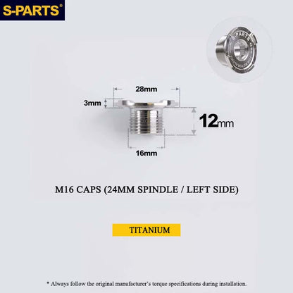 Titanium Spindle Bolt for ROTOR ALDHU Cranksets | M16 M19 M22 | 24mm, 30mm & DUB Compatible