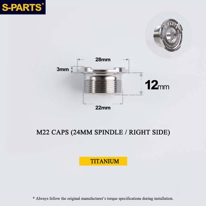 Titanium Spindle Bolt for ROTOR ALDHU Cranksets | M16 M19 M22 | 24mm, 30mm & DUB Compatible