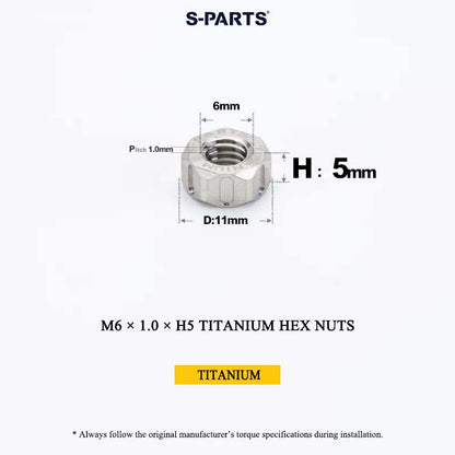Grade 5 Titanium Hex Nuts M4–M12 | Metric & Fine Thread