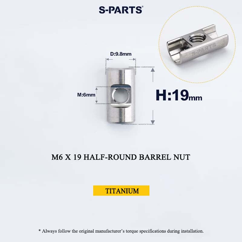 M6 Titanium Saddle Clamp Bolt & Barrel Nut for Road MTB Seatpost | Grade 5 Ti-6Al-4V