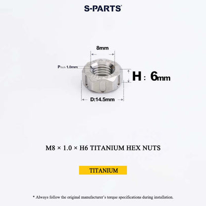 Grade 5 Titanium Hex Nuts M4–M12 | Metric & Fine Thread