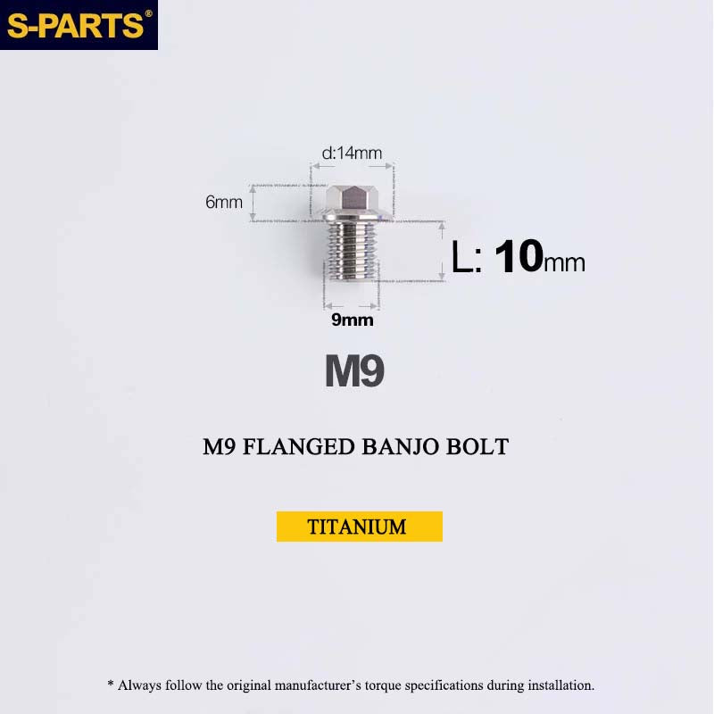 M9 x 10mm Titanium Flanged Banjo Bolt for Shimano 8170 / 7170 / 9270 / 8020 & SRAM GRX Hydraulic Brakes