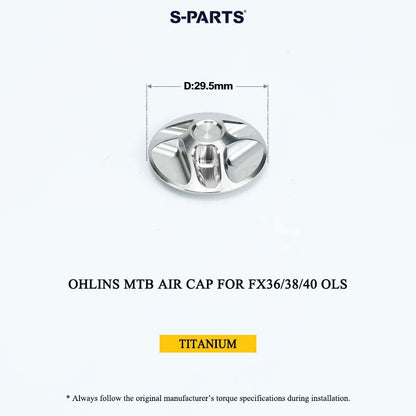 Ohlins MTB Titanium Air Cap for FX36/38/40 OLS & Thru Axle for RXF 38 | Grade 5 Ti-6Al-4V