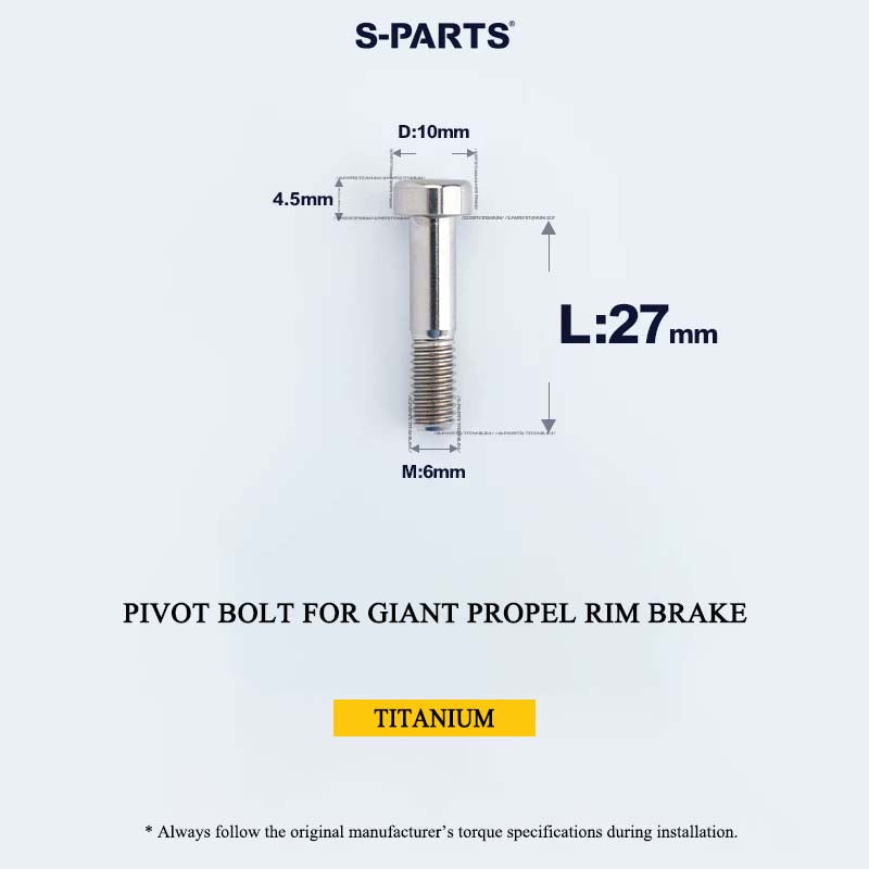 Grade 5 Titanium Brake Caliper Pivot Bolt for Giant Propel Rim Brake | M6×27mm