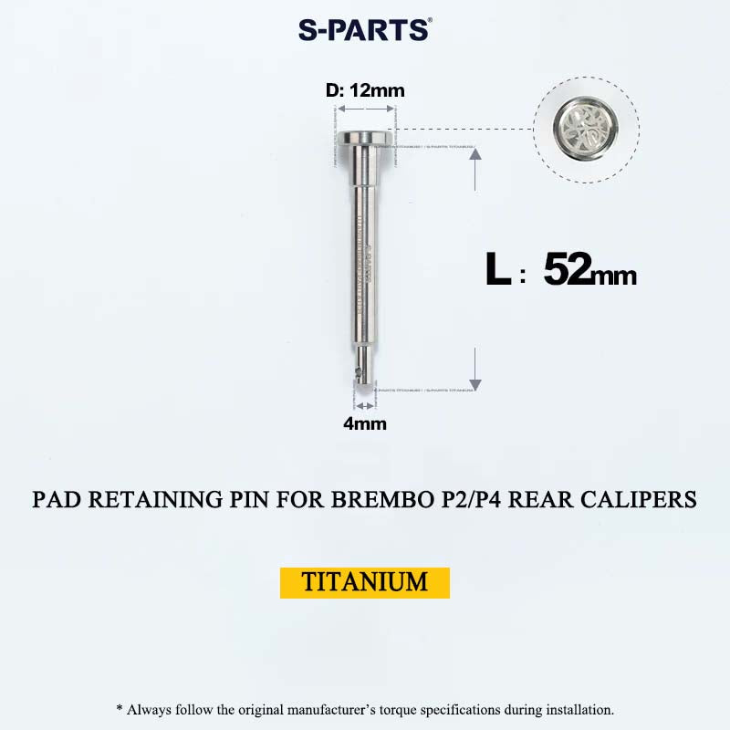 Grade 5 Titanium Brake Caliper Pad Retaining Pin for Brembo 2-Piston & 4-Piston Rear / Lower Calipers – 55mm