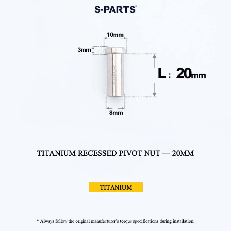 Titanium C-Brake Recessed Pivot Nut for M6 Brake Caliper Bolts (8-40mm)