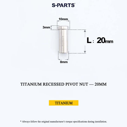 Titanium C-Brake Recessed Pivot Nut for M6 Brake Caliper Bolts (8-40mm)