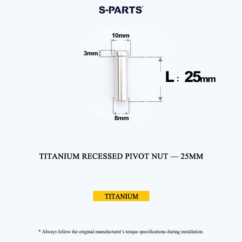 Titanium C-Brake Recessed Pivot Nut for M6 Brake Caliper Bolts (8-40mm)