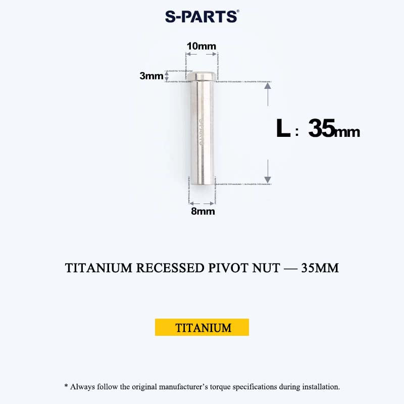 Titanium C-Brake Recessed Pivot Nut for M6 Brake Caliper Bolts (8-40mm)