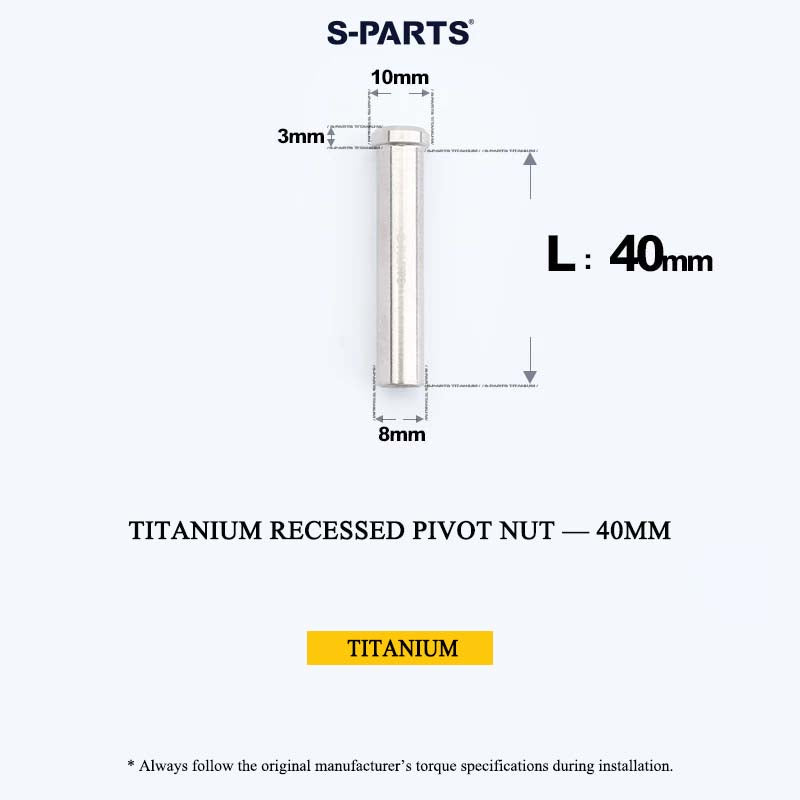 Titanium C-Brake Recessed Pivot Nut for M6 Brake Caliper Bolts (8-40mm)
