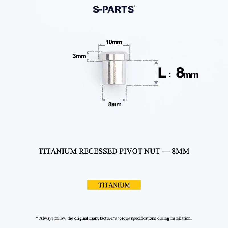 Titanium C-Brake Recessed Pivot Nut for M6 Brake Caliper Bolts (8-40mm)