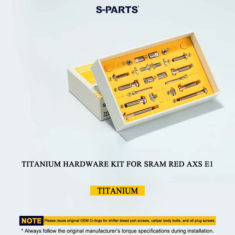 Grade 5 Titanium Hardware Kit for SRAM RED AXS E1 Disc Brakes (22-Piece Set)